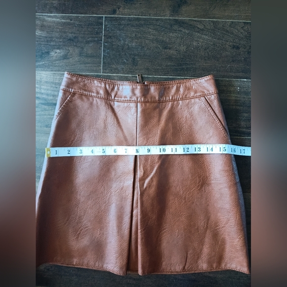 Brown Vegan Leather Skirt - Picture 2 of 8